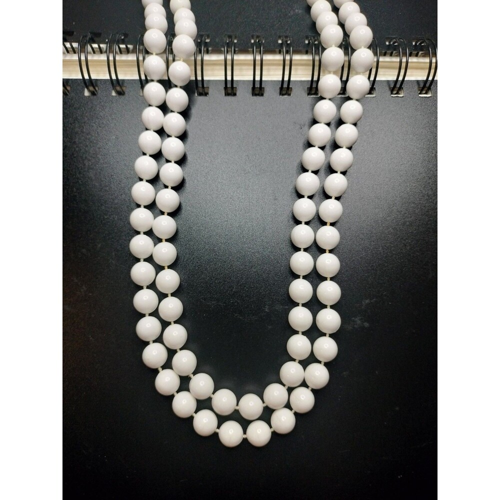 Long Strand Faux Pearl Necklace Jewelry White Imitation Vintage Ball White Stack
